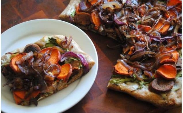 Sweet Potato, Sausage and Caramelized Onion Pizza