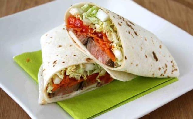 Teriyaki Flank Steak Sandwich With Napa Cabbage, Red Bell Peppers & Carrots