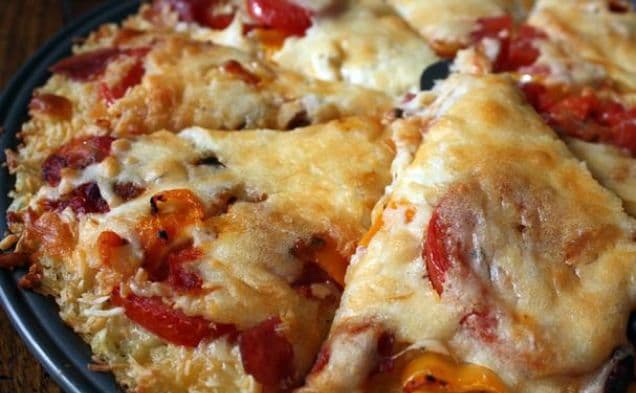 Tomato and Bacon Pizza With Rice Crust