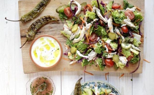 Turkish Chicken Salad with Home-made Cacik Yogurt Sauce
