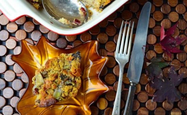 Vegan Apple Chestnut Corn Bread Stuffing