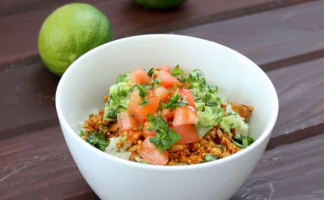 Vegan Taco bowls with Cilantro Lime Cauliflower Rice