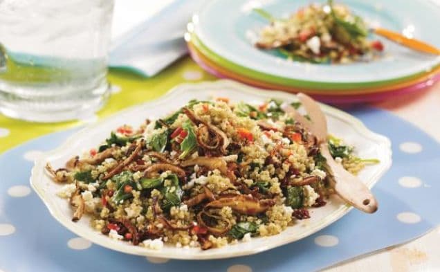 Warm Quinoa Spinach and Shiitake Salad