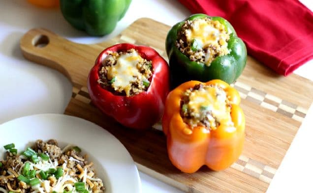 Chorizo and Beef Quinoa Stuffed Pepper