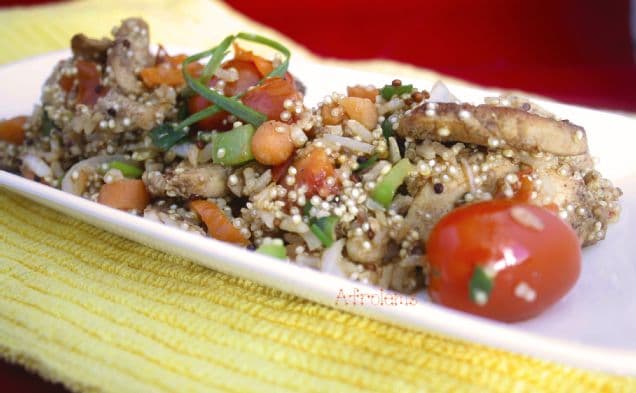 Stir Fried Quinoa, Brown Rice and Chicken Breast