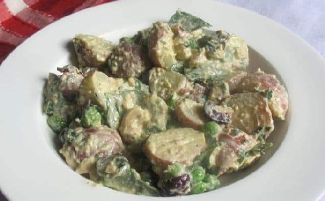 Creamy Potato Salad with Cashew Dressing and Fresh Basil
